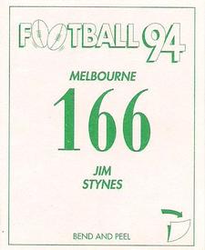 1994 Select AFL Stickers #166 Jim Stynes Back